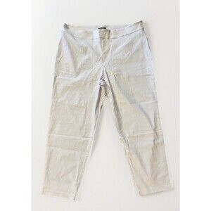 Kate & Mallory Pants White Stretch Canvas Pull On Tapered Leg Plus 3X Office New